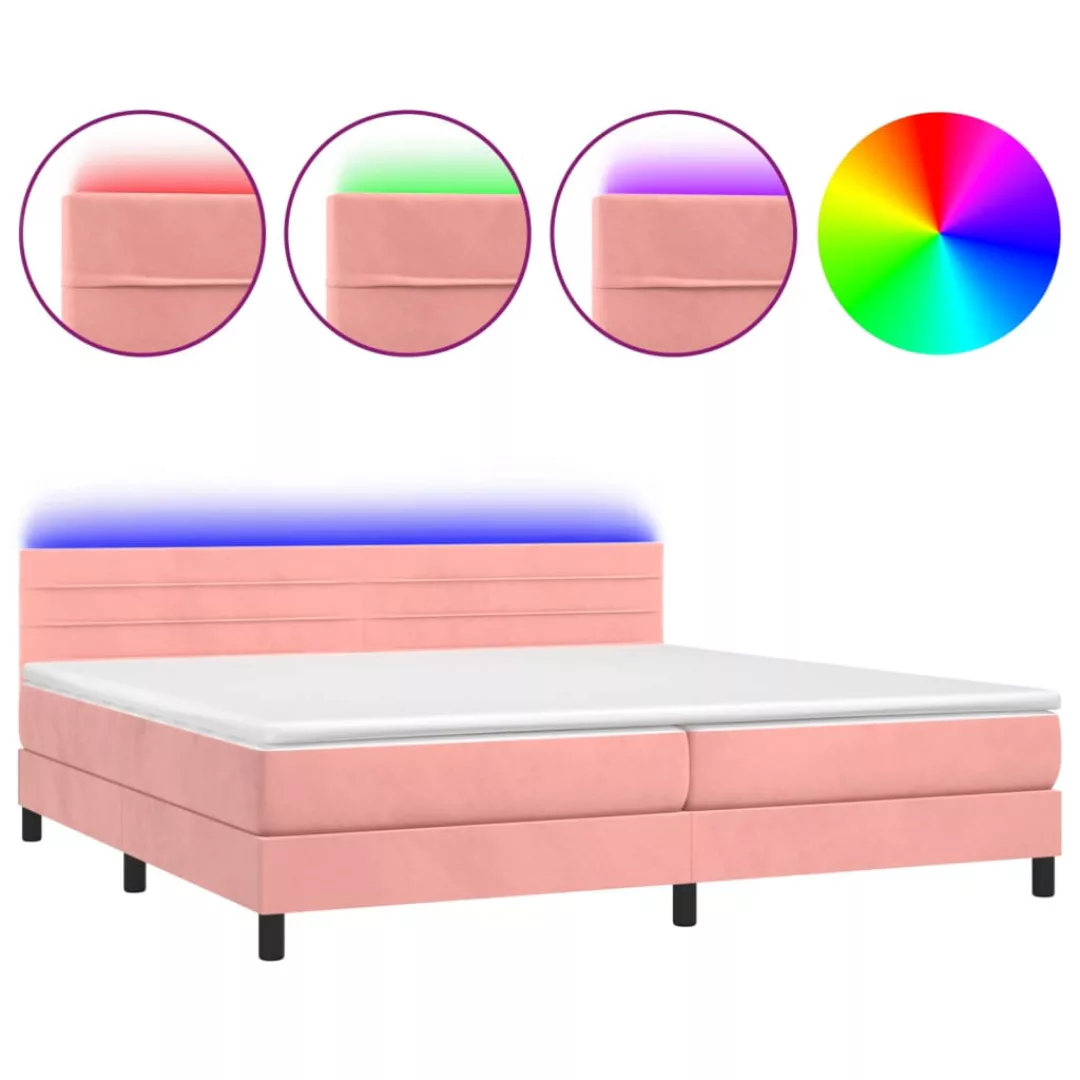 Vidaxl Boxspringbett Mit Matratze & Led Rosa 200x200 Cm Samt günstig online kaufen