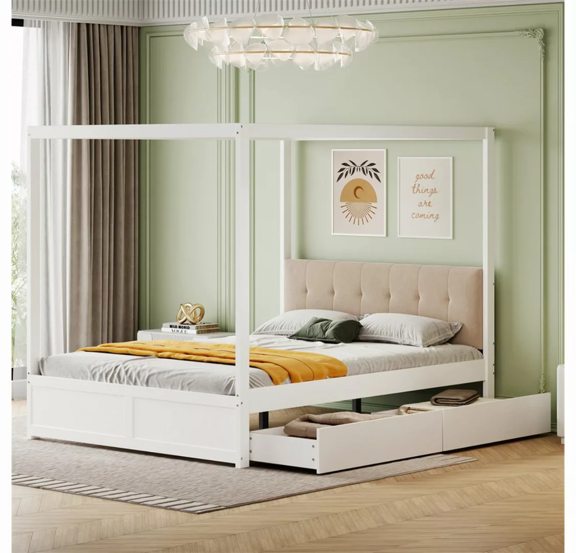 XDeer Himmelbett Himmelbett140*200 cm mit großen Schubladen und weicher, Rü günstig online kaufen