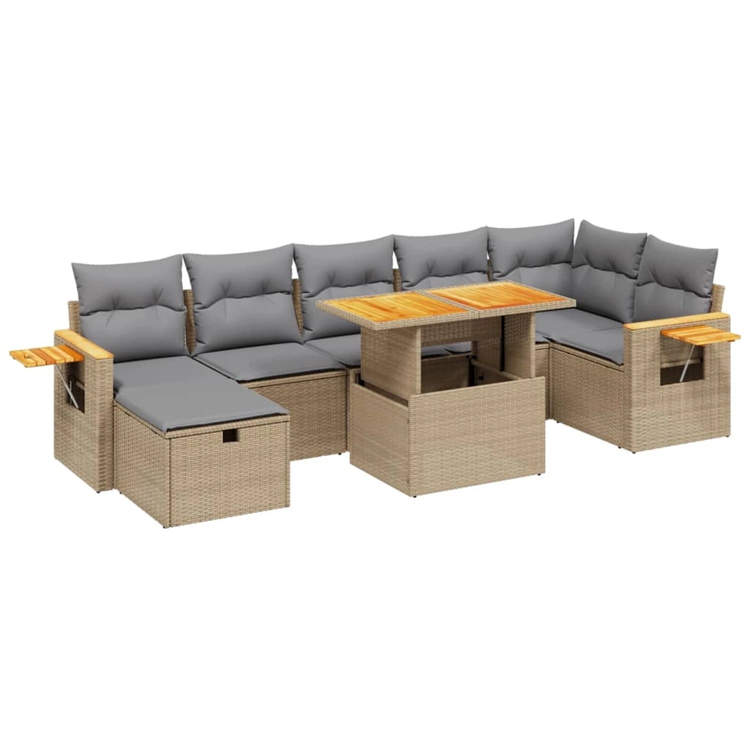 vidaXL 8-tlg Garten-Sofagarnitur mit Kissen Beige Poly Rattan Modell 337 günstig online kaufen