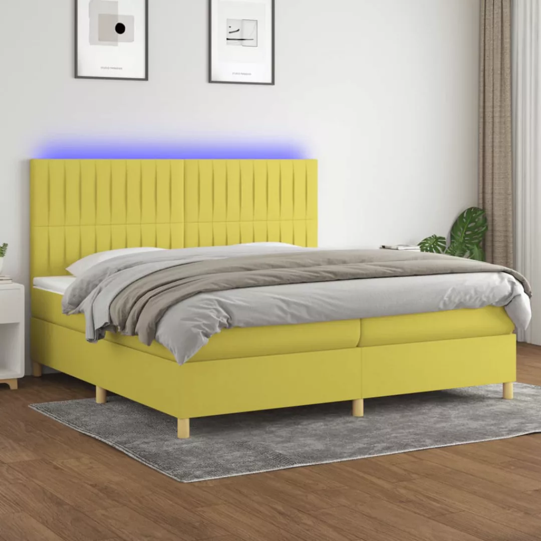 Vidaxl Boxspringbett Mit Matratze & Led Grün 200x200 Cm Stoff günstig online kaufen