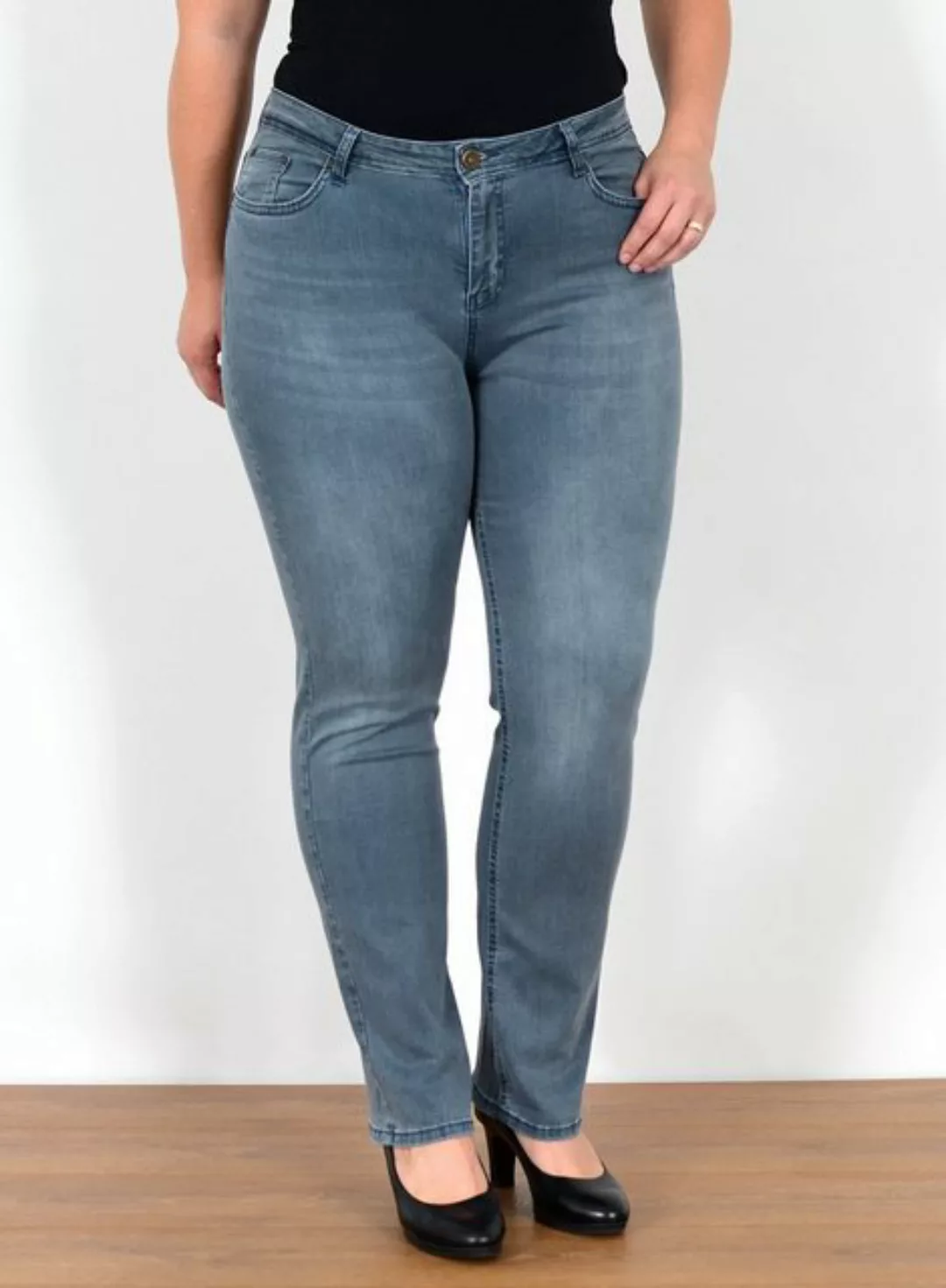 ESRA Straight-Jeans FG8 High Waist Straight Fit Jeans Damen bis Übergröße, günstig online kaufen