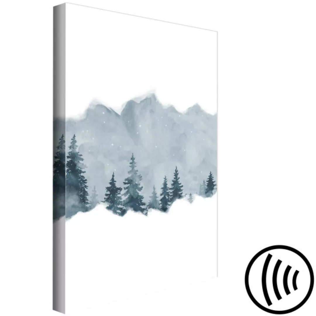 Wandbild Malerisches Sibirien - Winterwaldlandschaft und sternenklarer Himm günstig online kaufen