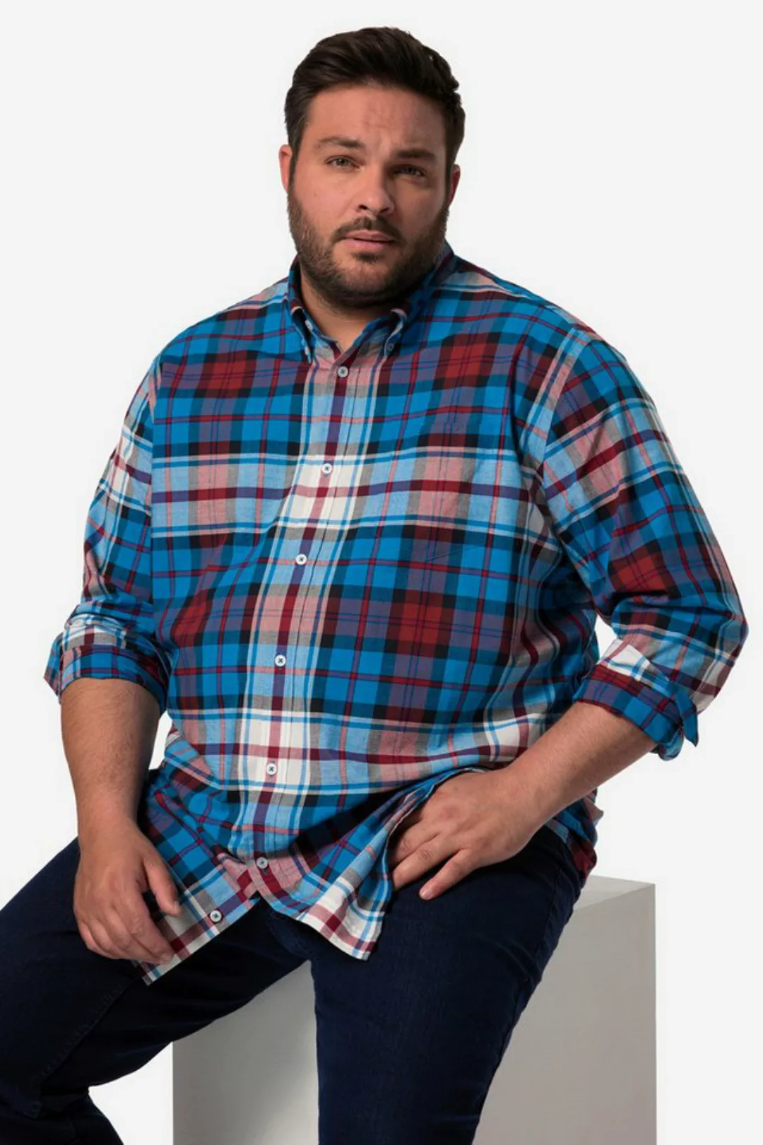 Men Plus Kurzarmhemd Men+ Karohemd Langarm Buttondown-Kragen bis 8 XL günstig online kaufen