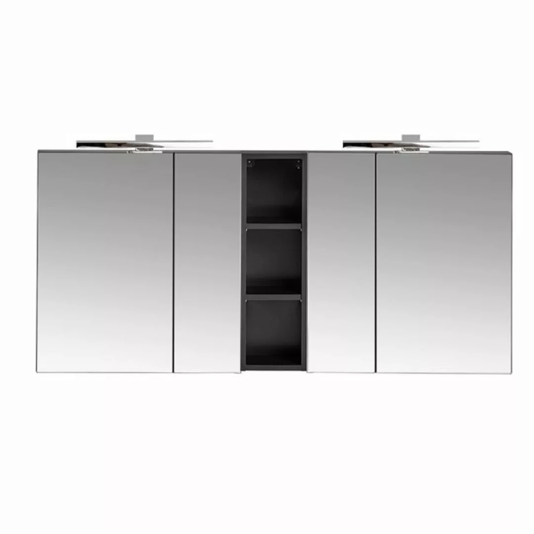 Lomadox Spiegelschrank PUEBLA-56-BLACK 140cm, LED-Beleuchtung, matt schwarz günstig online kaufen