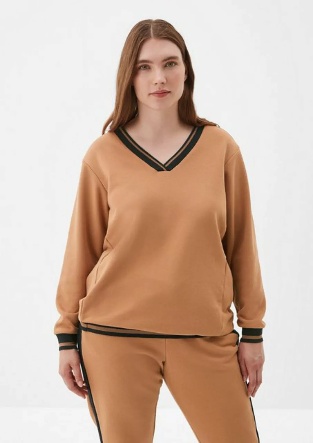 TRIANGLE Sweatshirt Sweatshirt mit Rippbündchen Rippblende, Stickerei günstig online kaufen