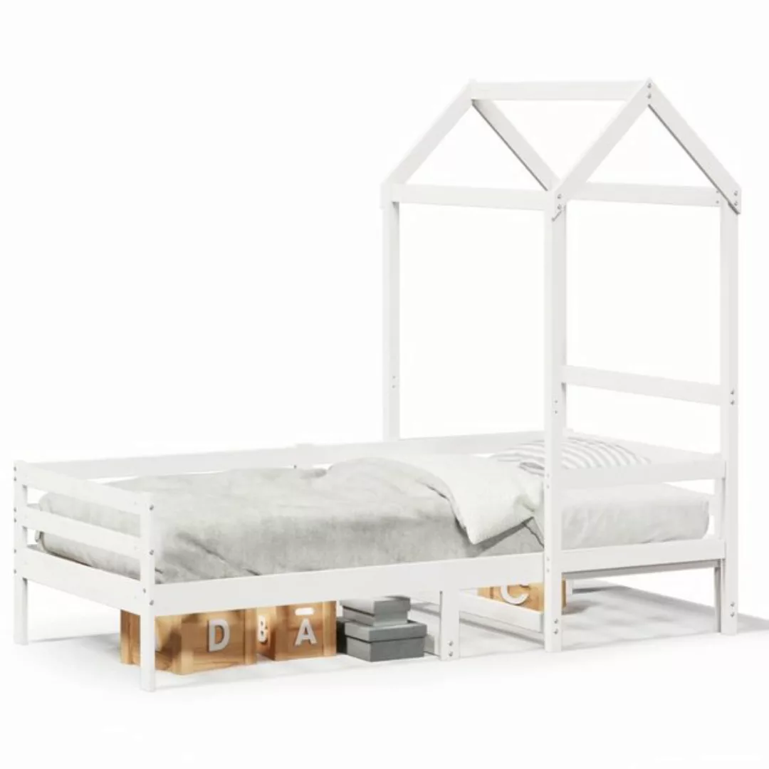 vidaXL Bett Tagesbett mit Dach Weiß 90x200 cm Massivholz Kiefer günstig online kaufen