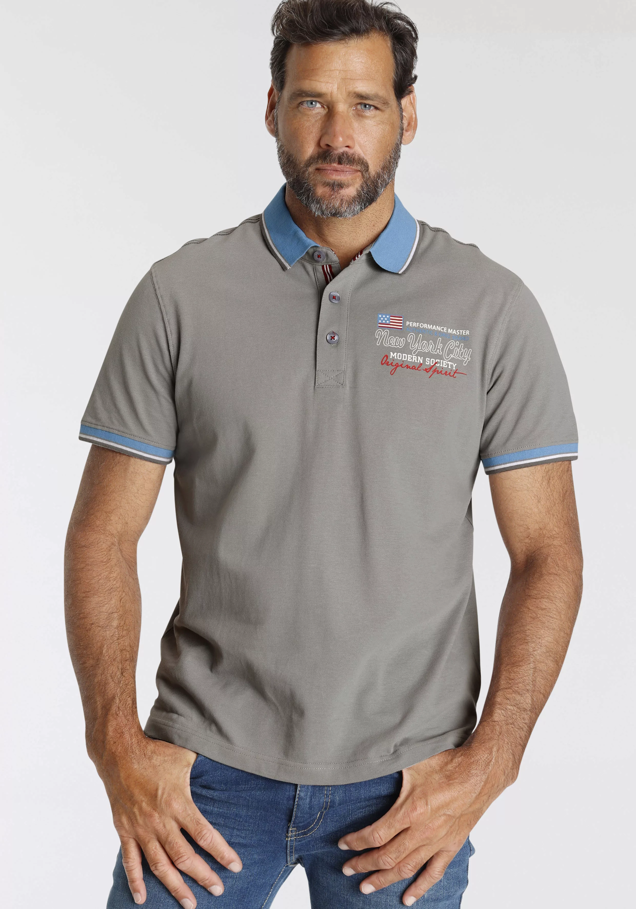 Man's World Poloshirt mit kleinem Brustprint günstig online kaufen