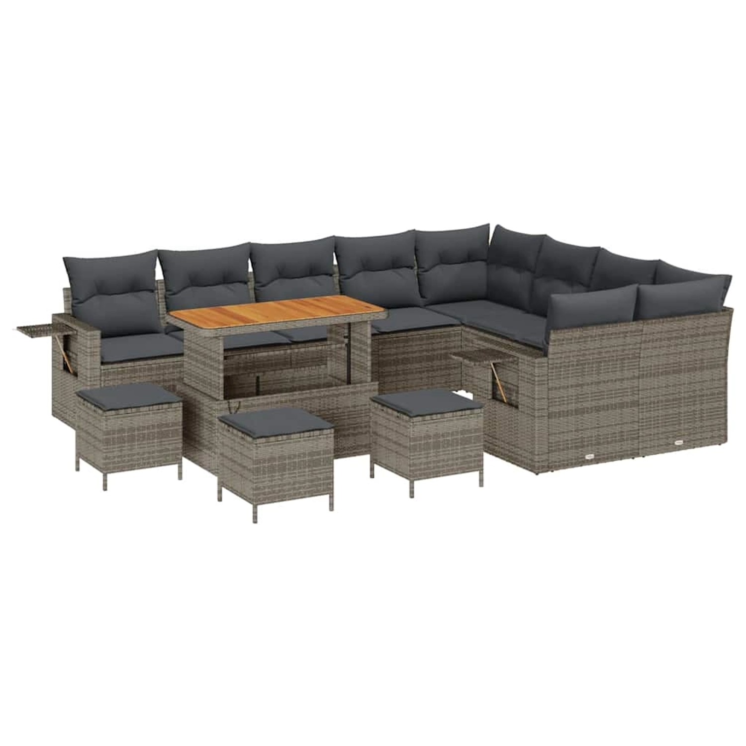 vidaXL Garten-Sofa-Set 13-Tlg Grau Poly Rattan 3361793 günstig online kaufen