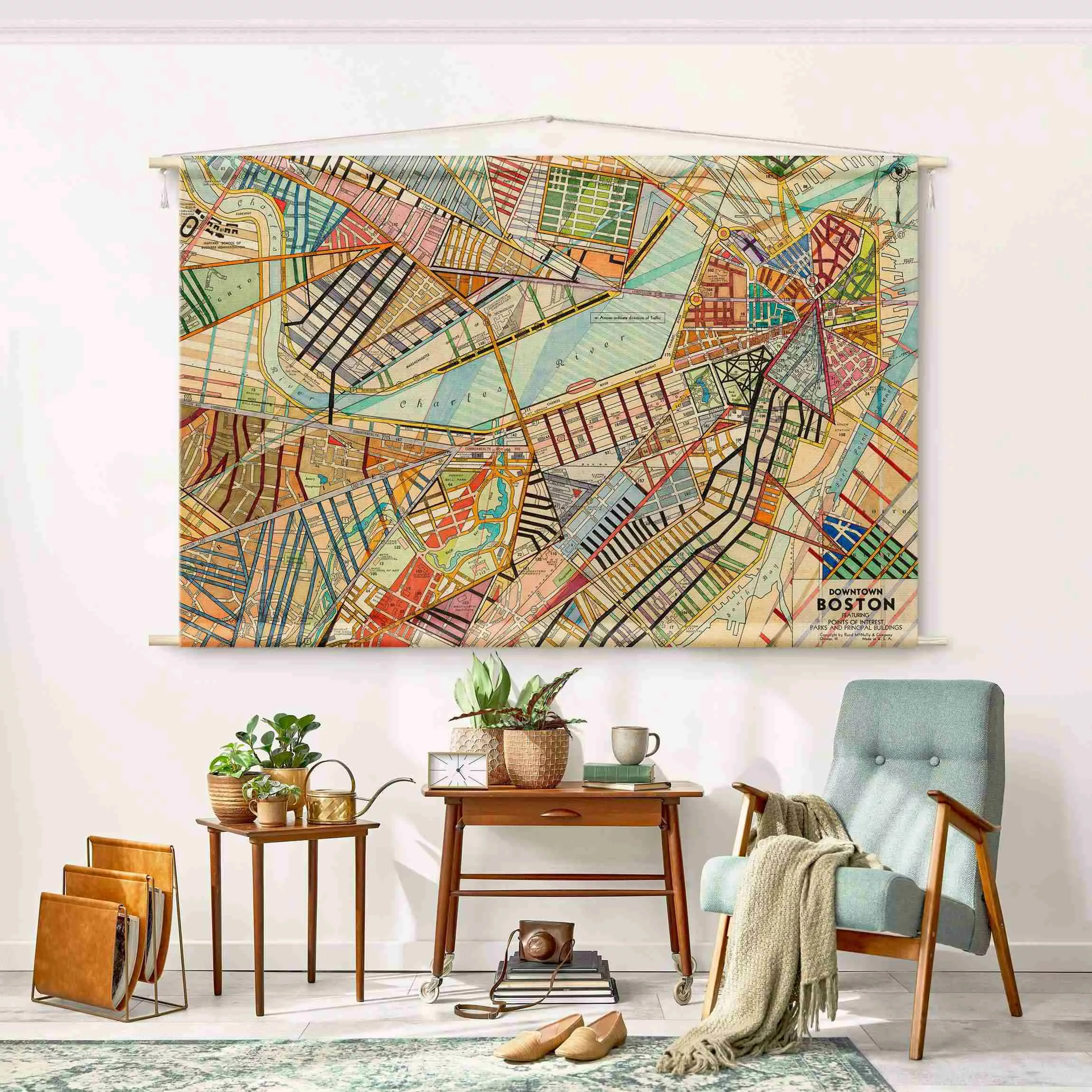 Wandteppich Moderne Karte von Boston günstig online kaufen