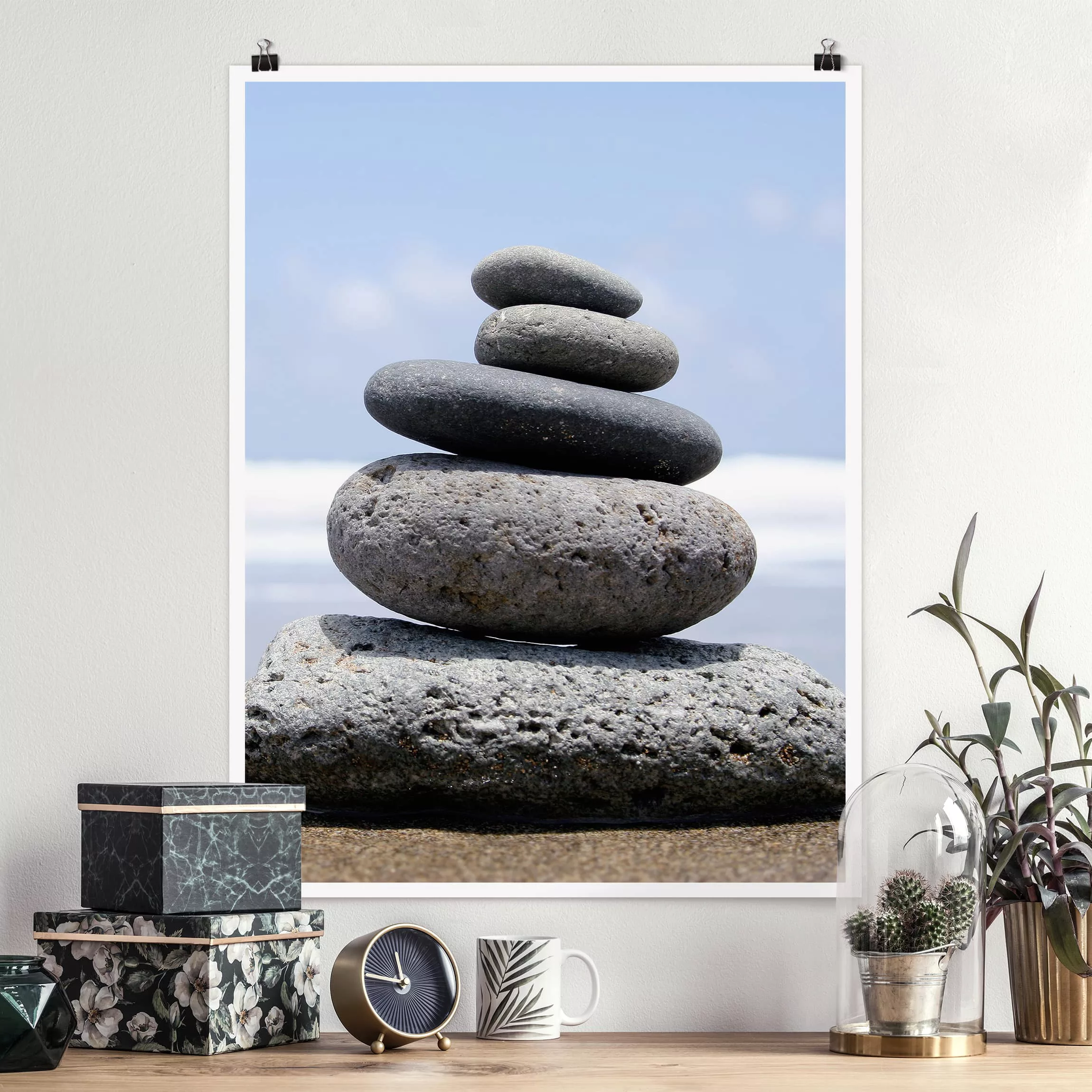 Poster Strand - Hochformat Sand Stones günstig online kaufen