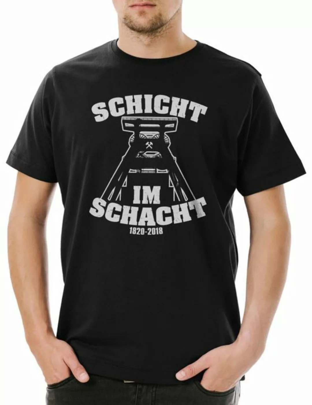 Urban Backwoods Print-Shirt Schicht Im Schacht Herren T-Shirt Kohle Bergwer günstig online kaufen