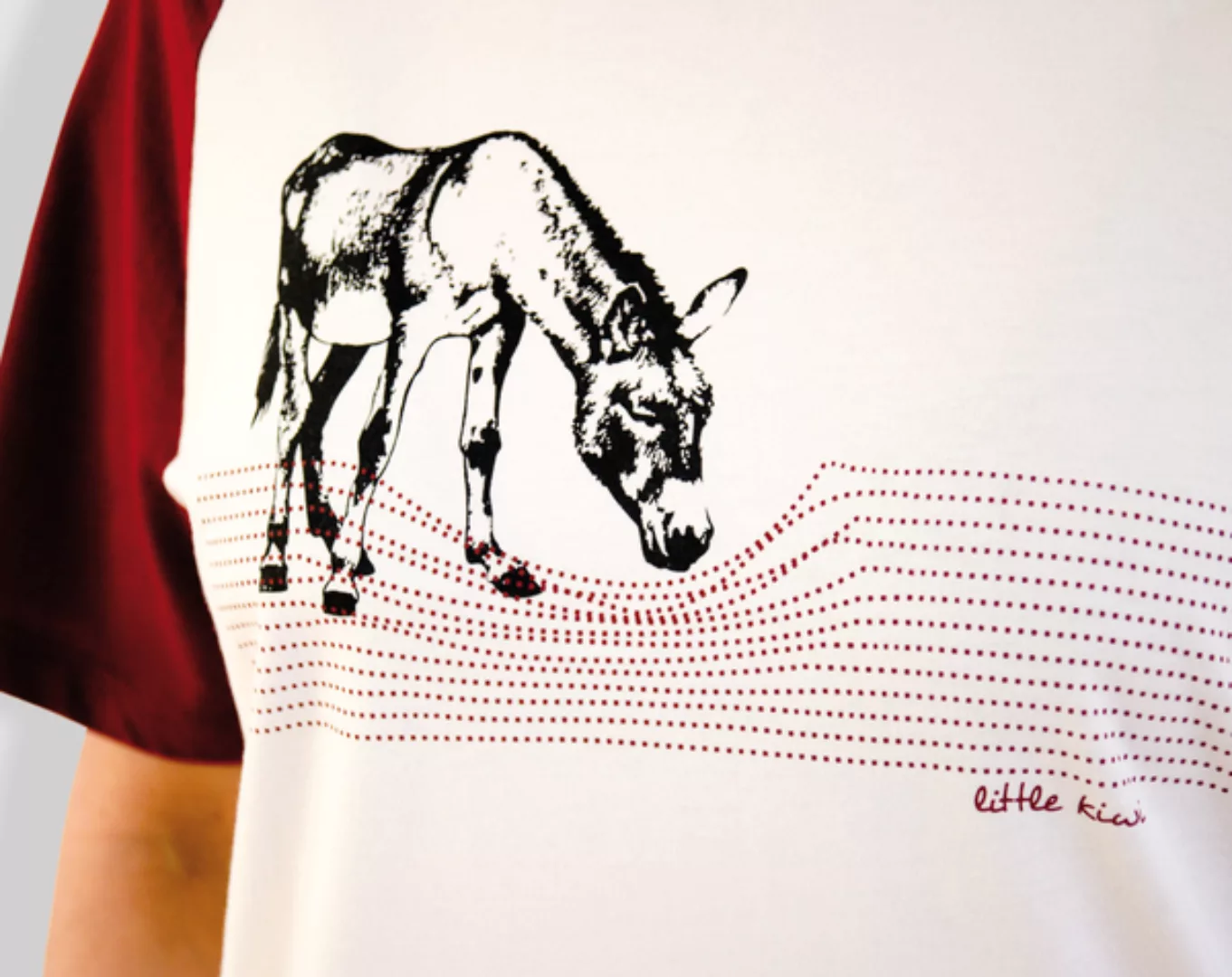 Damen T-shirt, "Eselchen", Burgundy/vintage White günstig online kaufen