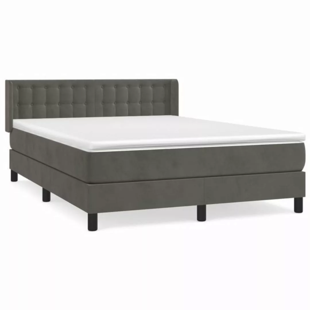 vidaXL Bettgestell Boxspringbett mit Matratze Dunkelgrau 140x200 cm Samt Be günstig online kaufen