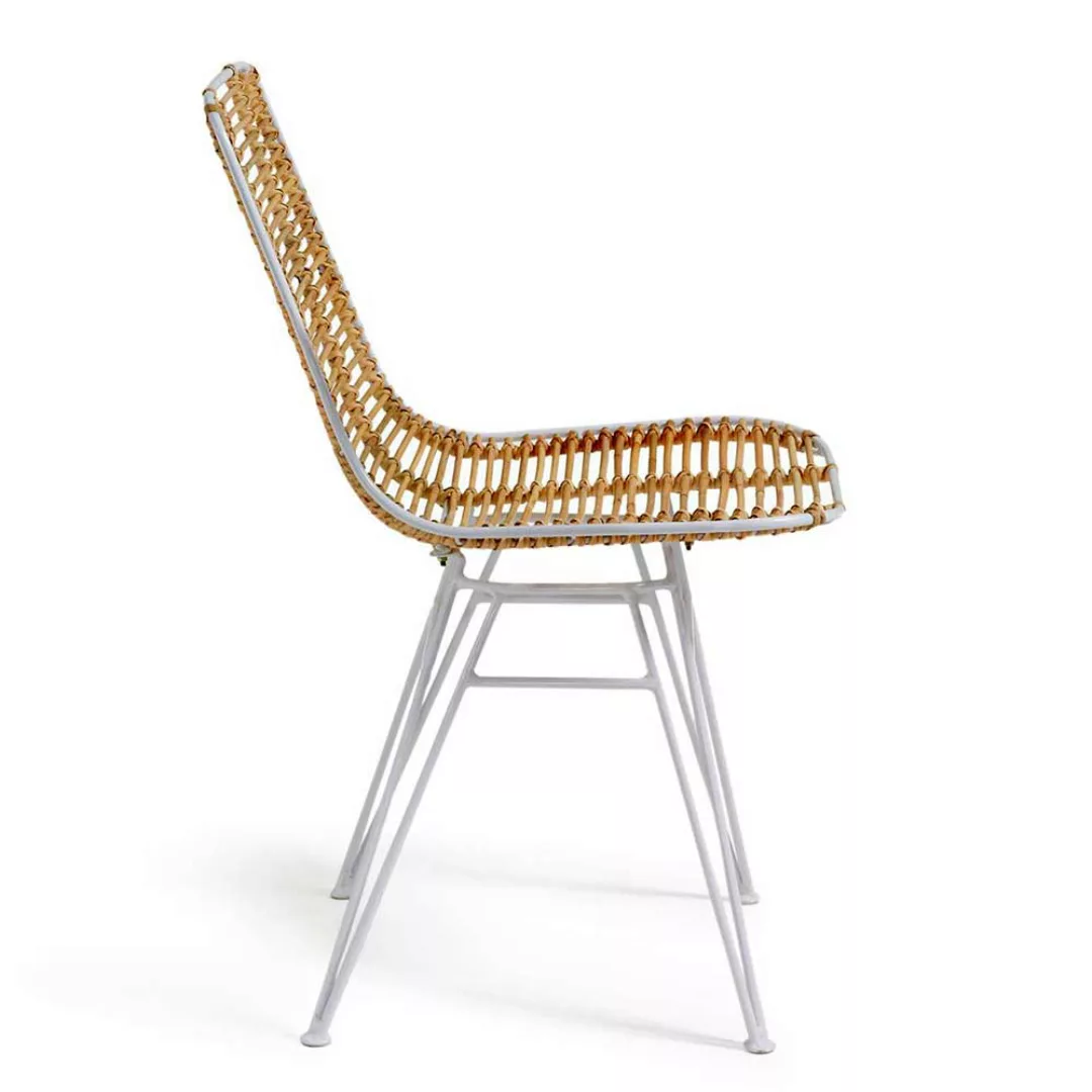 Geflecht Stühle in Beige & Weiß Gestell aus Metall (4er Set) günstig online kaufen