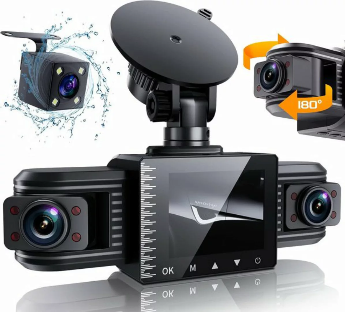 ZEUOPQ Auto,3-Kanal 2.5K+1080P+1080P vorne hinten innen Autokamera Dashcam günstig online kaufen