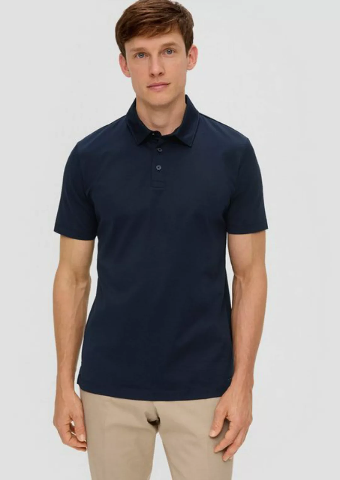 s.Oliver BLACK LABEL Kurzarmshirt Poloshirt aus Jersey mit seitlich geschli günstig online kaufen
