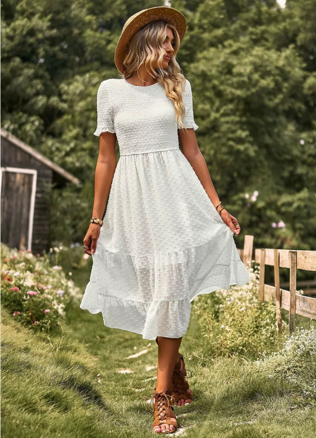 DEBAIJIA Dirndl Sommerkleid Damen Einfarbig Kleid Lässiger Elegant günstig online kaufen