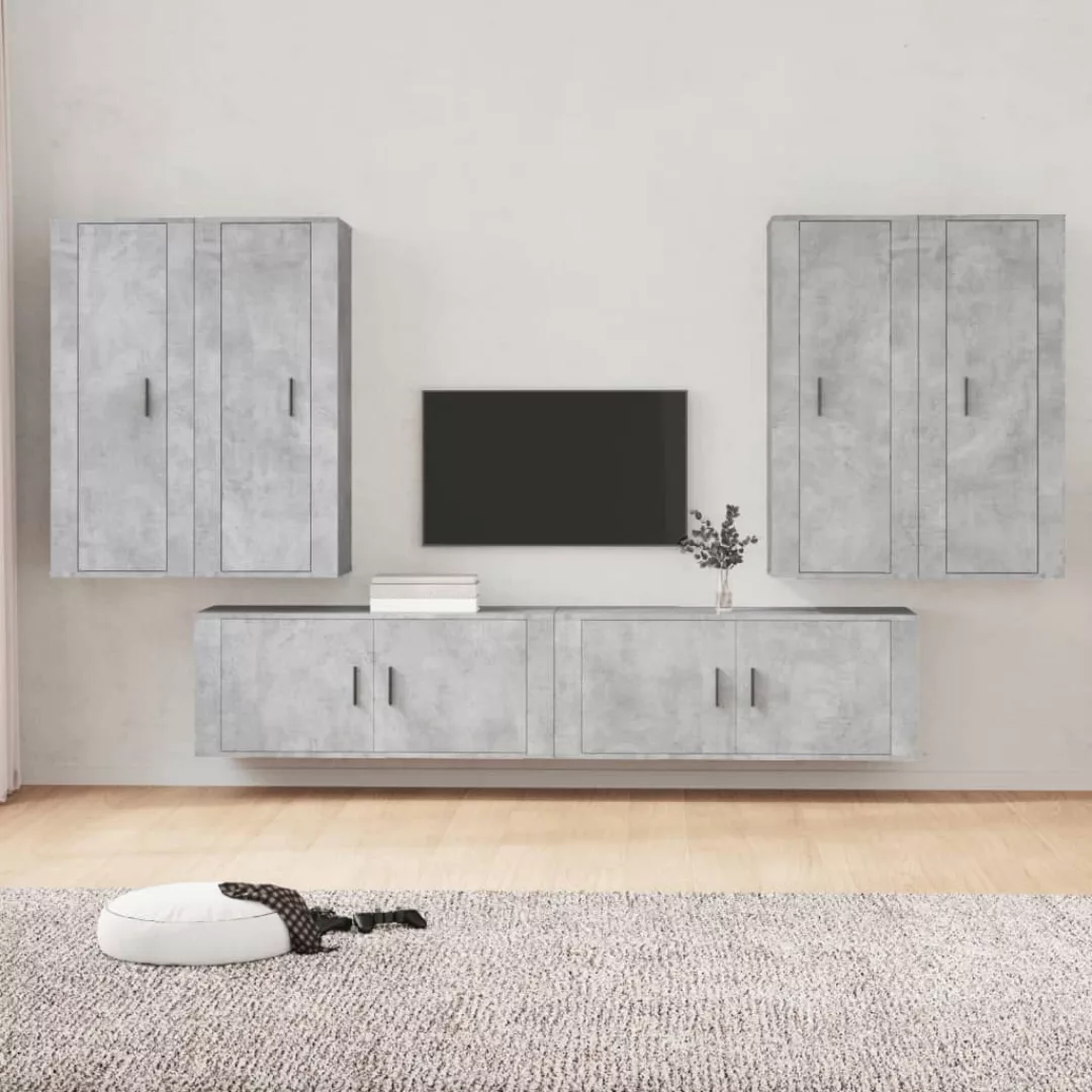 vidaXL TV-Schrank 6-tlg. TV-Schrank-Set Betongrau Holzwerkstoff (6-St) günstig online kaufen