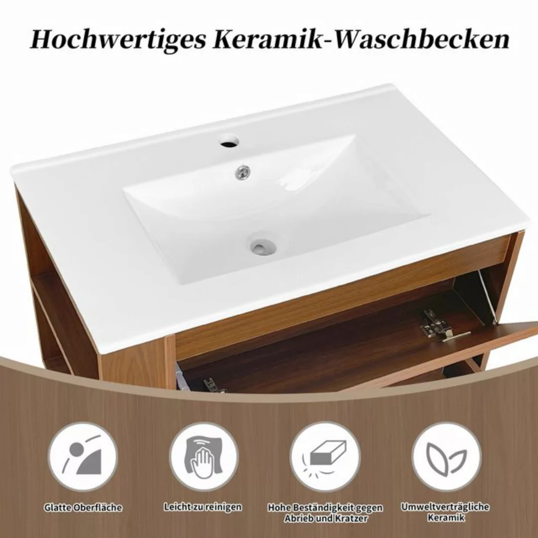 XDeer Waschbeckenunterschrank Keramikwaschbecken hängend 76cm breit, mit Sc günstig online kaufen