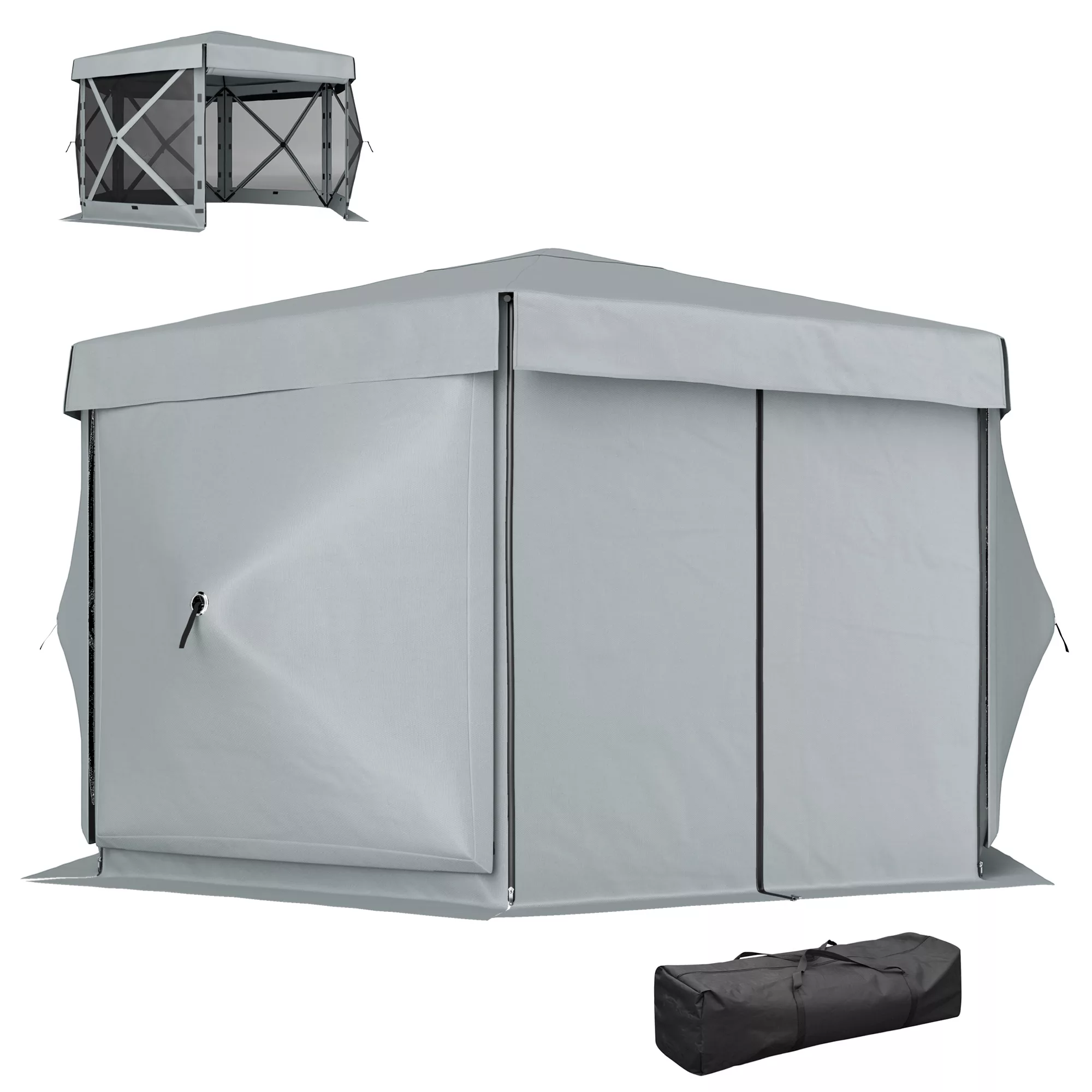 Outsunny Pavillon sechseckig ca. 3,6x3m Wasserdicht Pop-up Faltpavillon mit günstig online kaufen