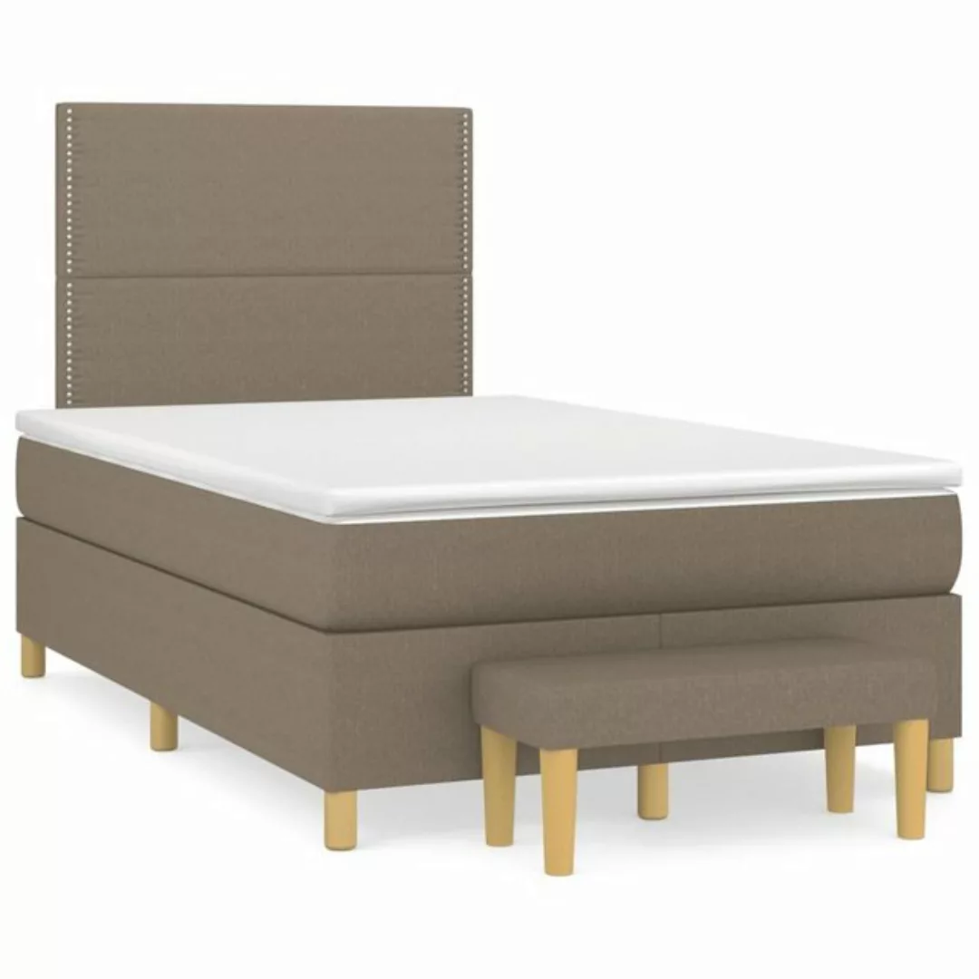 vidaXL Boxspringbett Boxspringbett mit Matratze Taupe 120x200 cm Stoff Bett günstig online kaufen