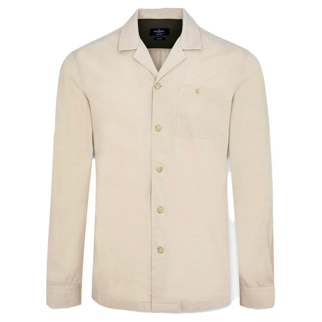 Hackett Camp Collar Wool Langarm Hemd M Ecru günstig online kaufen