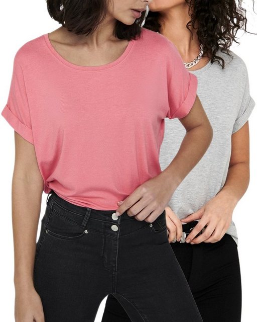 ONLY T-Shirt Stilvolles Basic Shirt mit Rundhalsausschnitt (2er-Pack) unifa günstig online kaufen