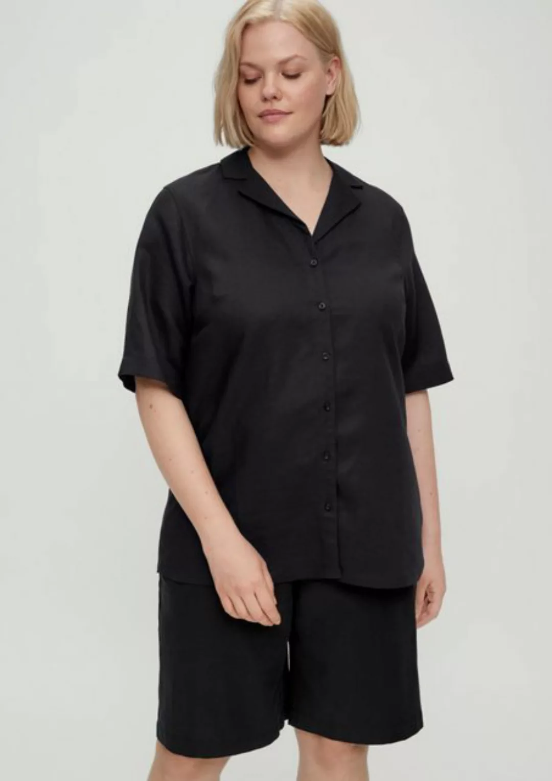 TRIANGLE Kurzarmbluse Bluse aus Leinen und Viskose Logo günstig online kaufen