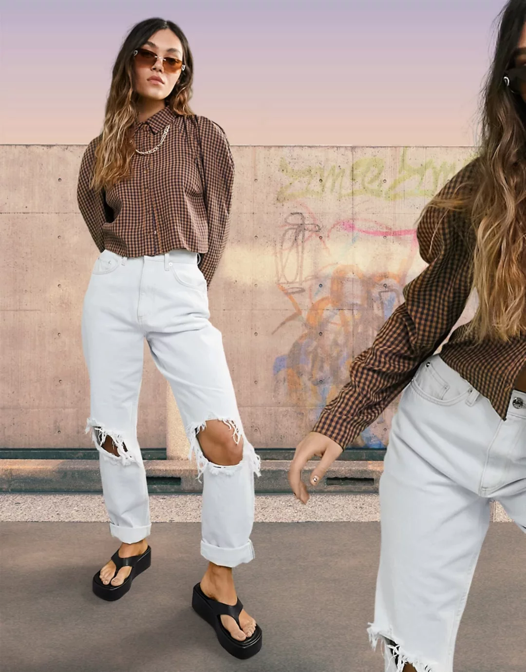 ASOS DESIGN – Locker geschnittene Mom-Jeans mit hohem Bund in Antikweiß mit günstig online kaufen