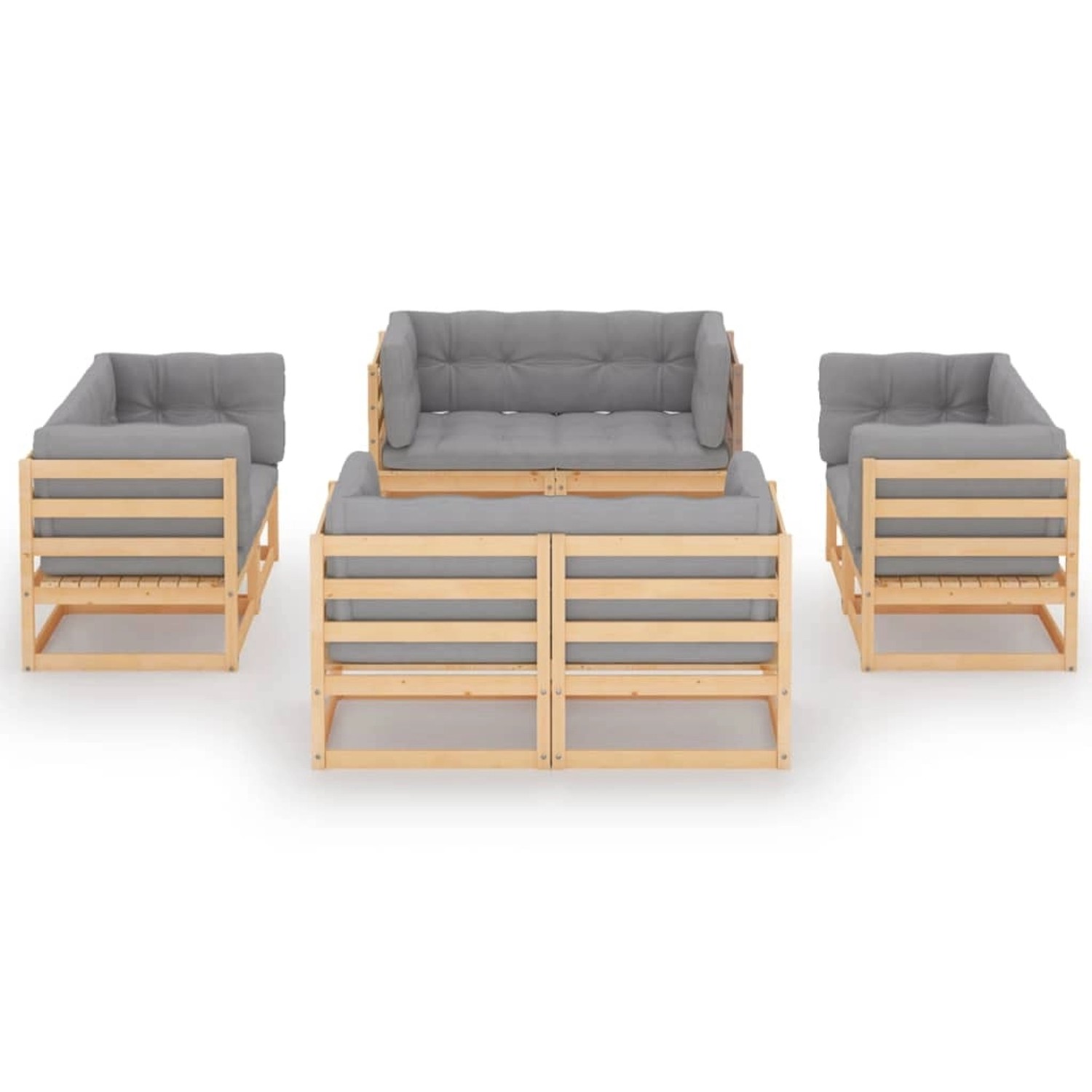 8-tlg. Garten-lounge-set Mit Kissen Kiefer Massivholz günstig online kaufen