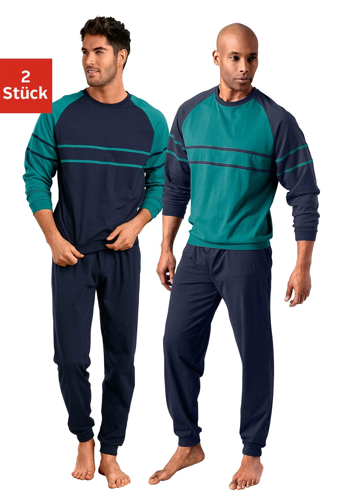 le jogger Pyjama "Schlafanzug für Herren im Doppelpack", (Packung, 4 tlg., günstig online kaufen