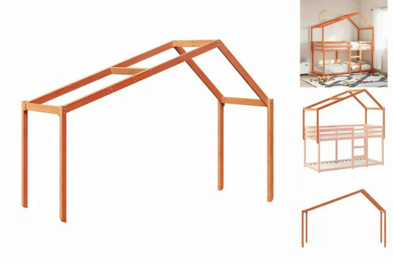 vidaXL Kinderbett Dach für Kinderbett Wachsbraun 213x95,5x144,5 cm Massivho günstig online kaufen
