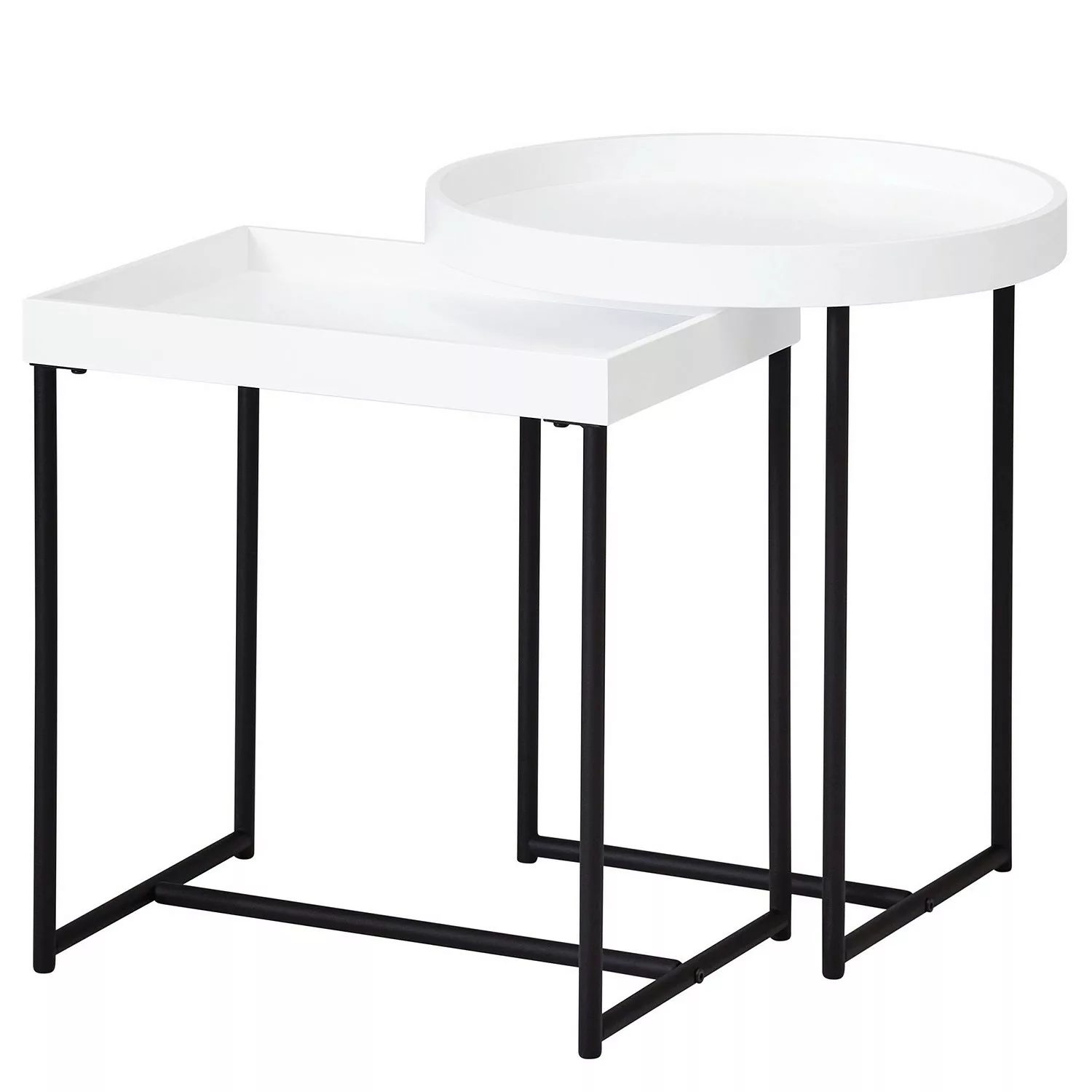 Satztisch 2er Set Weiß Holz/Metall Beistelltische Modern | Design Tablettti günstig online kaufen