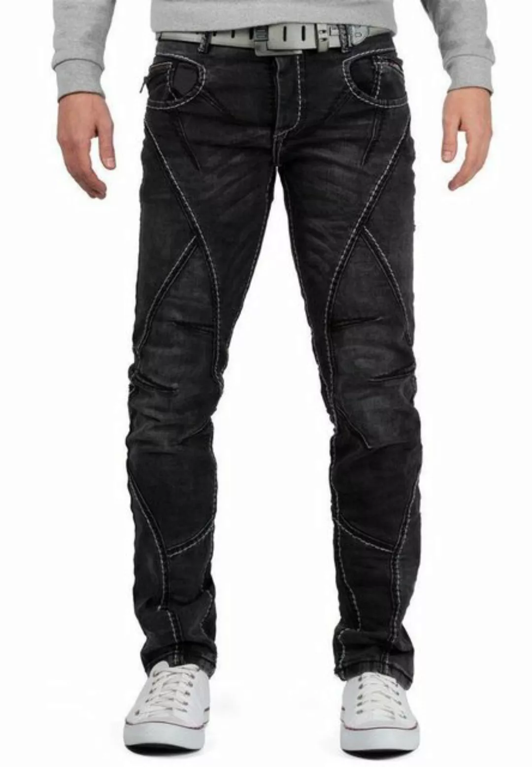 Cipo & Baxx 5-Pocket-Jeans Herren Hose BA-CD288 in Schwarz mit weißen Kontr günstig online kaufen