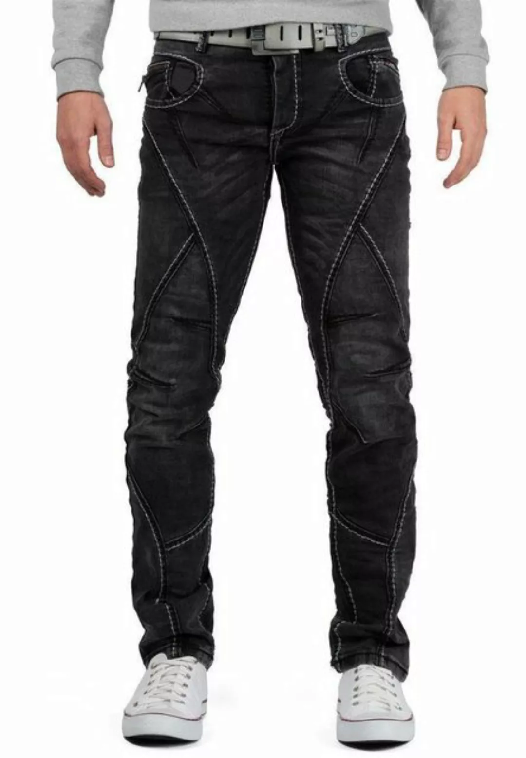 Cipo & Baxx 5-Pocket-Jeans Herren Hose BA-CD288 (1-tlg) in Schwarz mit weiß günstig online kaufen