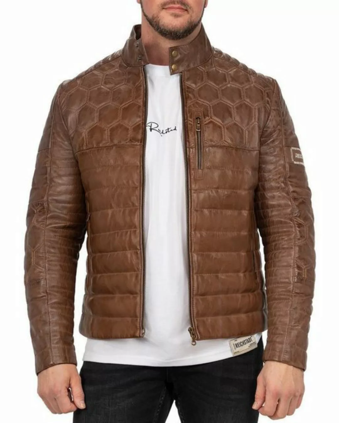 Reichstadt Lederjacke Herren ECHTLEDER Jacke 22RS31LUX Cognac XL Edles Desi günstig online kaufen