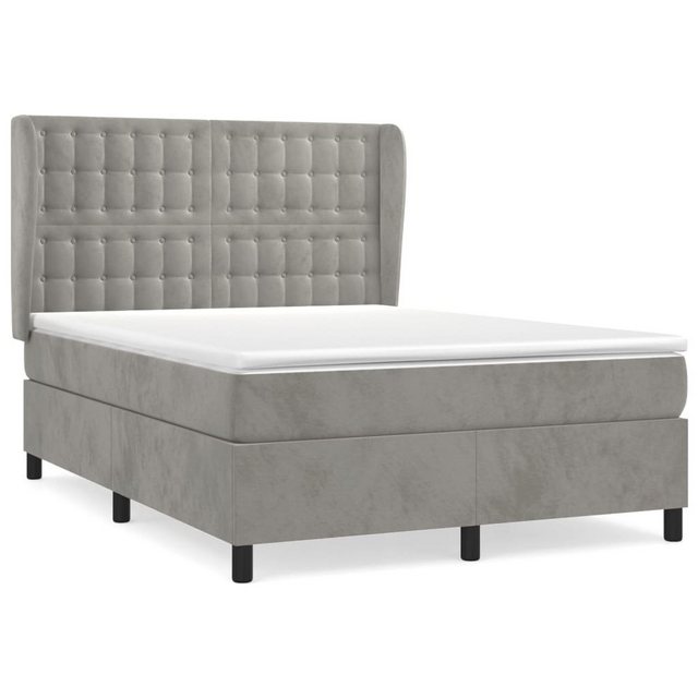 vidaXL Bettgestell Boxspringbett mit Matratze Hellgrau 140x190 cm Samt Bett günstig online kaufen