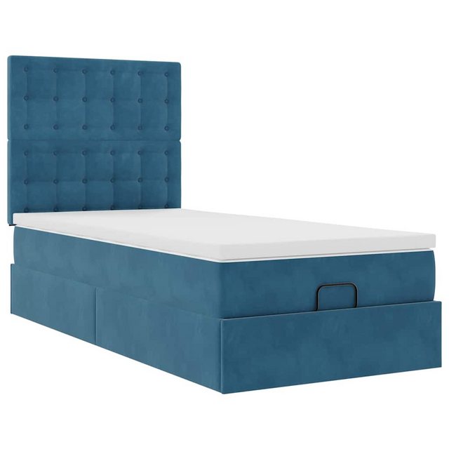 vidaXL Bett Ottoman-Bett mit Matratzen Dunkelblau 90x200 cm Samt günstig online kaufen