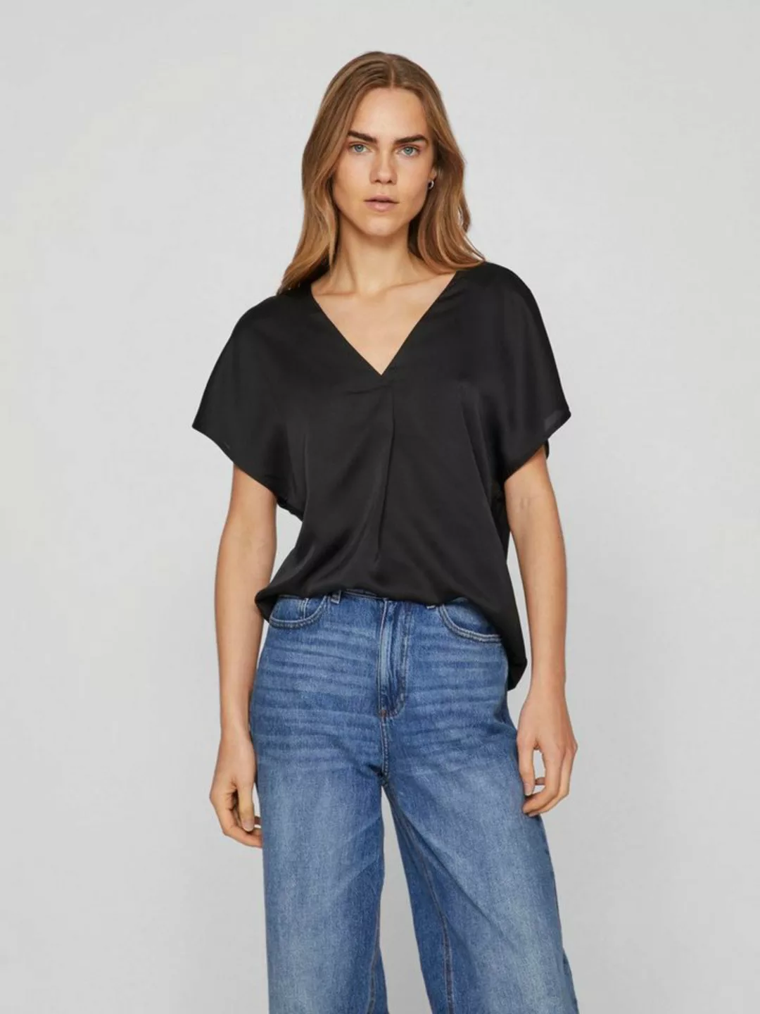 Vila V-Shirt VIELLETTE V-NECK S/S SATIN TOP - NOOS günstig online kaufen