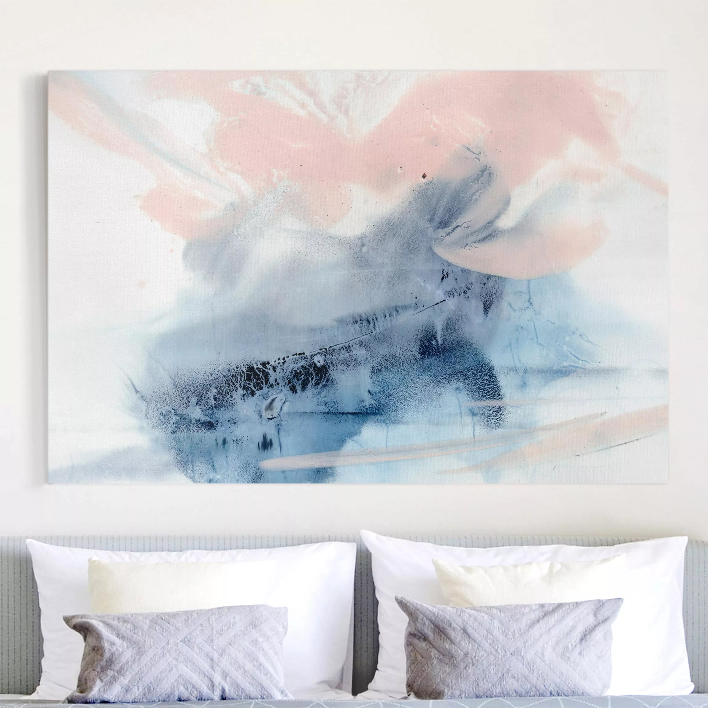 Leinwandbild Abstrakt - Querformat Indigo & Rouge II günstig online kaufen