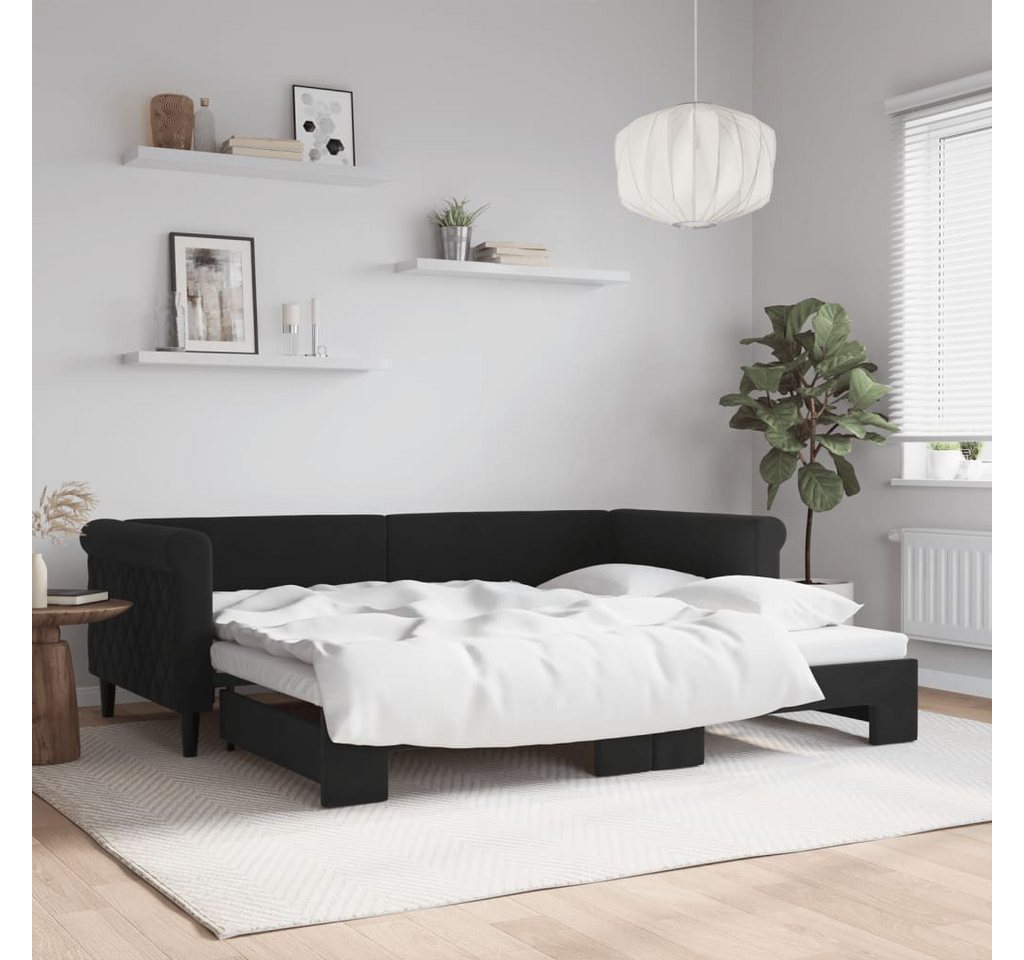 vidaXL Gästebett Tagesbett Ausziehbar Schwarz 90x200 cm Samt Gästebett Bett günstig online kaufen