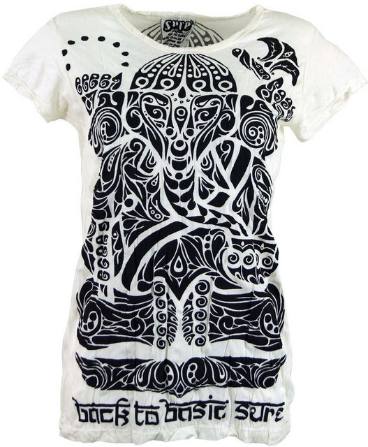 Guru-Shop T-Shirt Sure T-Shirt tribal Ganesh - weiß Goa Style, alternative günstig online kaufen