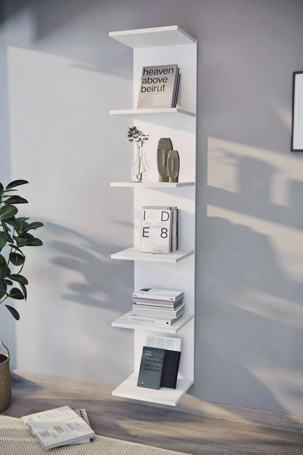 gowoll Wandregal 5 Ebenen Weiß Bücherregal, günstig online kaufen