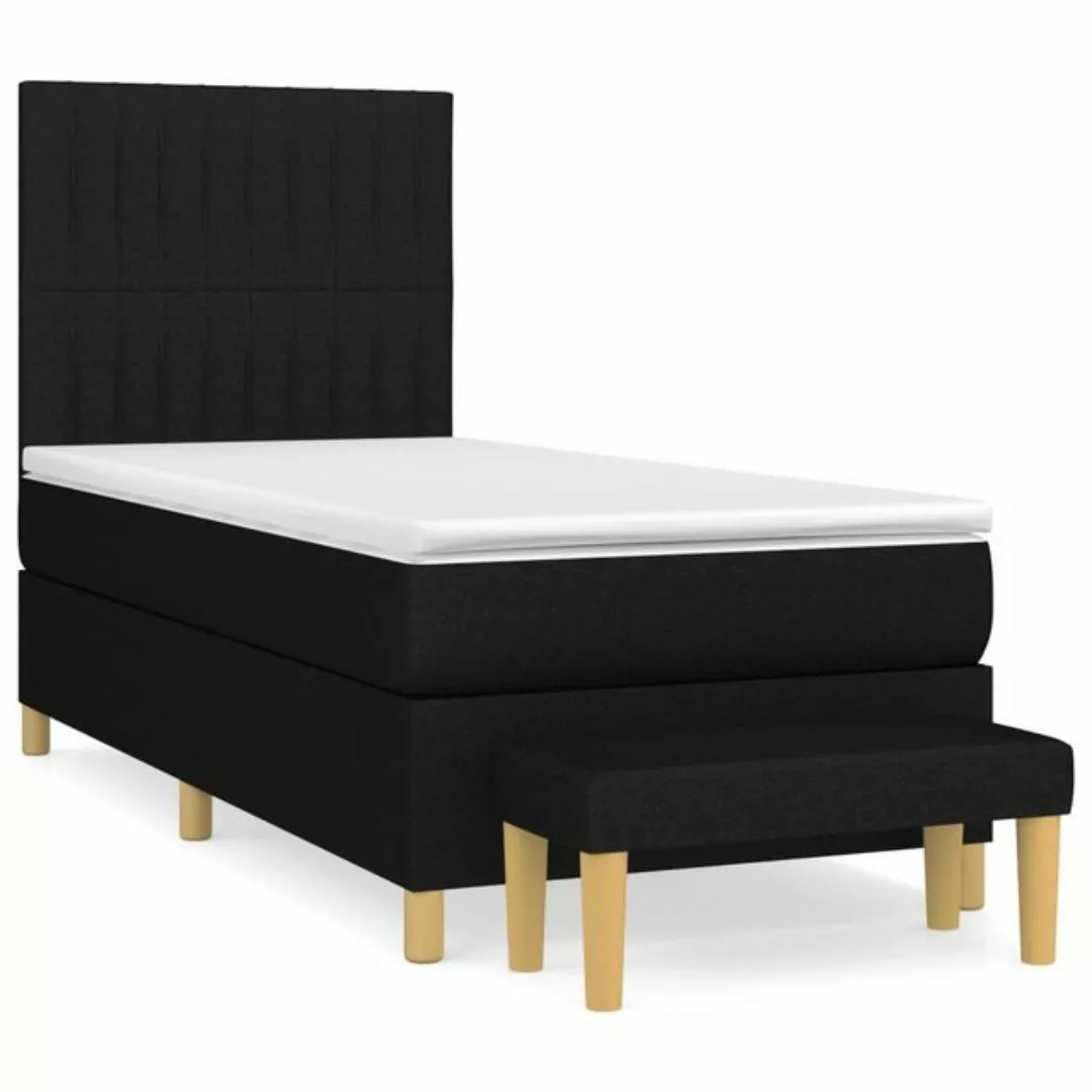 vidaXL Bettgestell Boxspringbett mit Matratze Schwarz 80x200 cm Stoff Bett günstig online kaufen