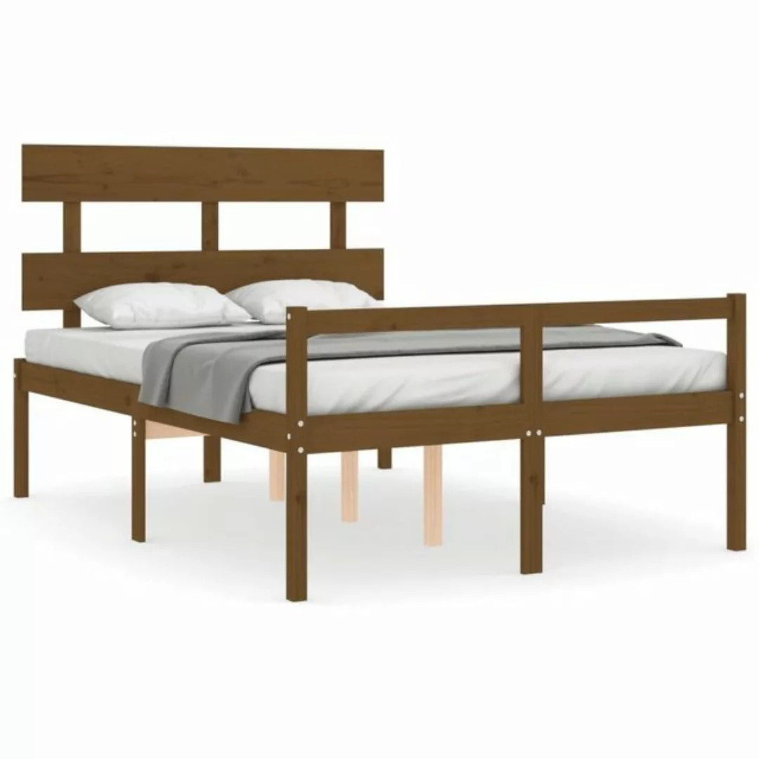 vidaXL Bett Seniorenbett mit Kopfteil 140x190 cm Honigbraun Massivholz günstig online kaufen