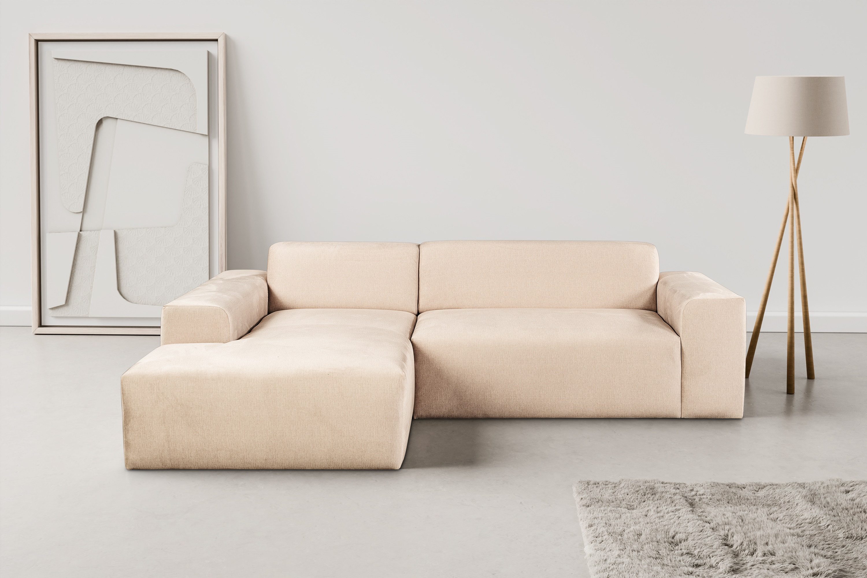WERK2 Ecksofa "Zeus-L modern und zeitlos, Breite 253cm, bequemes Sofa", Cur günstig online kaufen