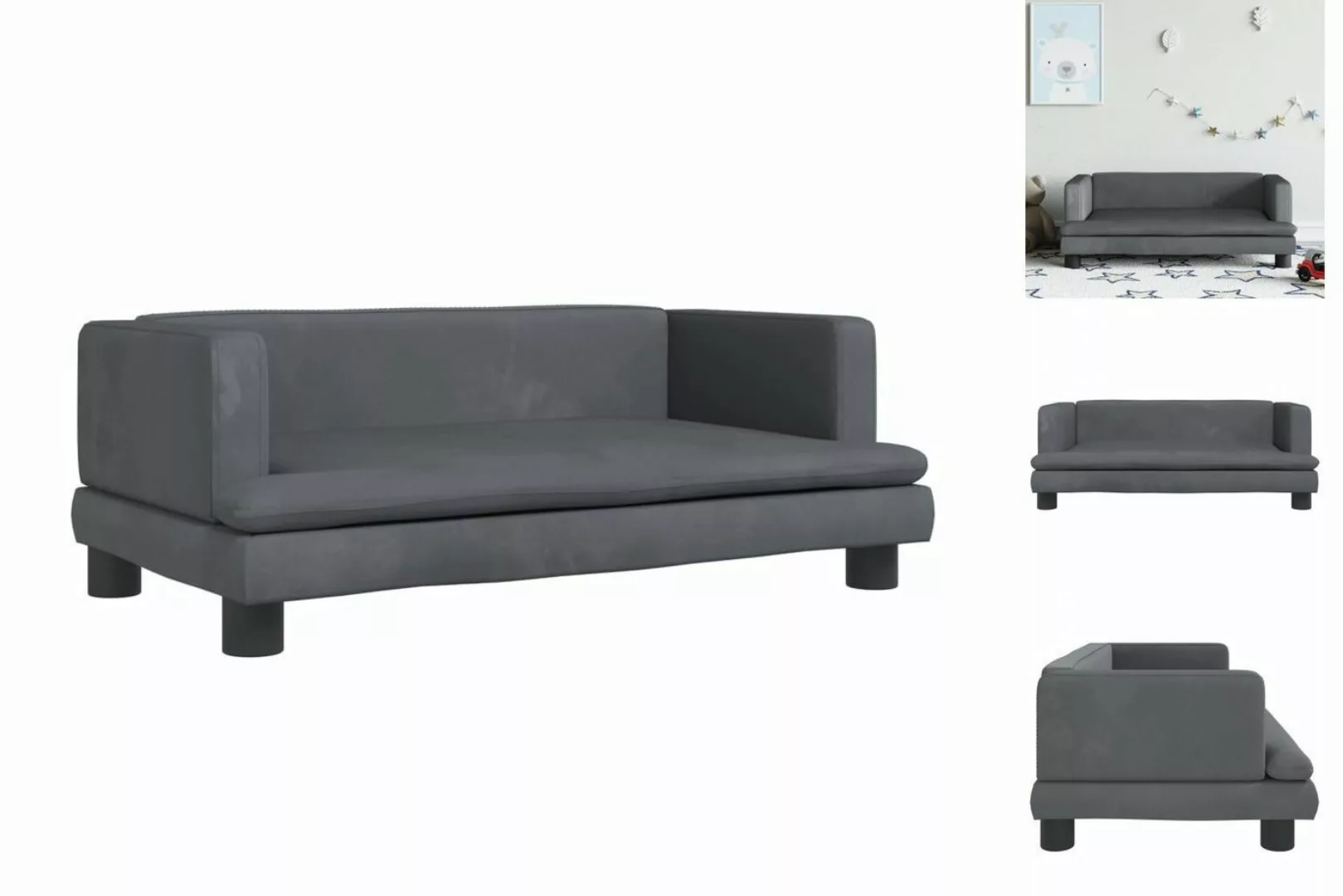 vidaXL Kindersofa Kindersofa Dunkelgrau 80x45x30 cm Samt Kindercouch Kinder günstig online kaufen