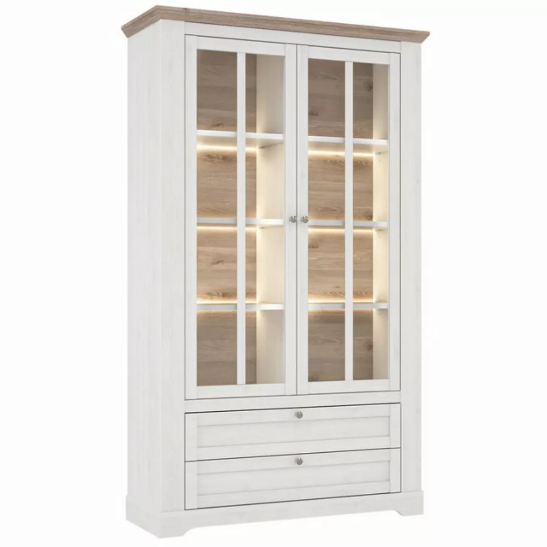 expendio Vitrine Iliano 1 Schneeeiche / Nelson Oak, 126x210x45 cm günstig online kaufen