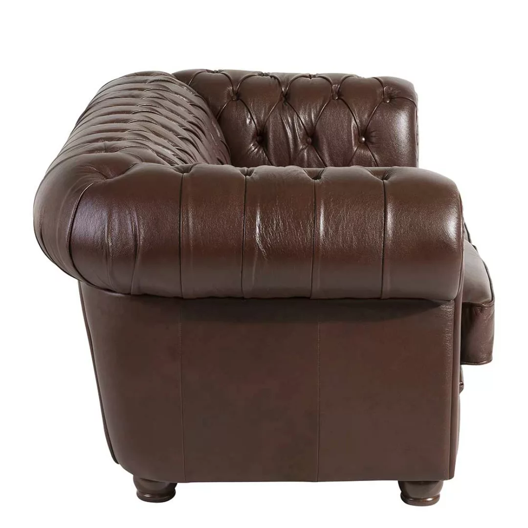 Echtleder Sofa Braun im Chesterfield Look zwei Sitzplätzen günstig online kaufen