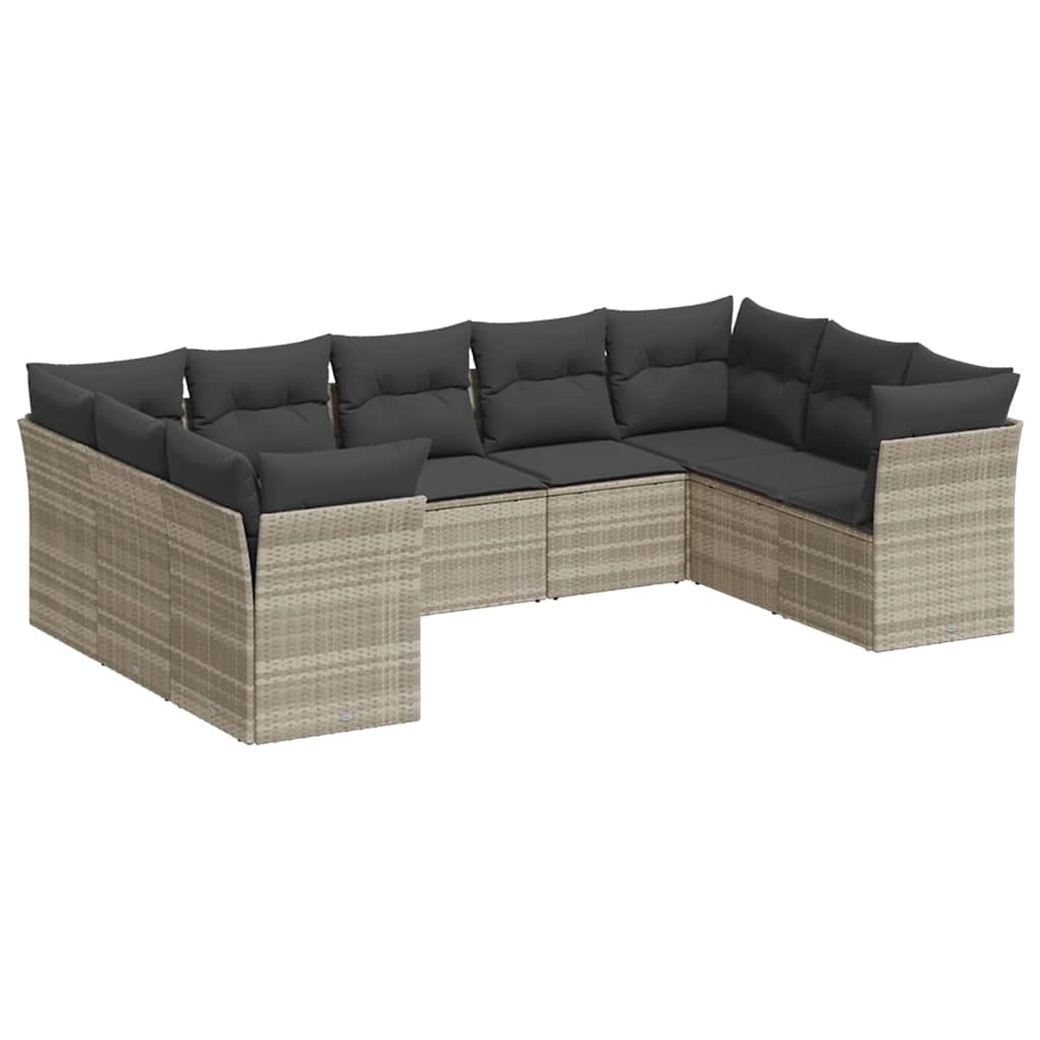 vidaXL 9-Tlg Garten-Sofagarnitur mit Kissen Hellgrau Poly Rattan 3249971 günstig online kaufen